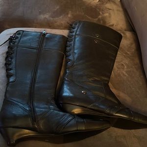 Black leather boot
